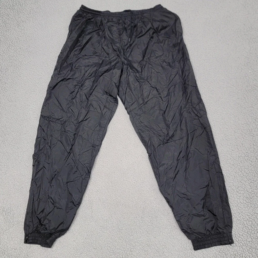 Vintage‎ Nike Pants Mens XL Black Nylon Track Lined Zip Ankle Jogger Swoosh 90s